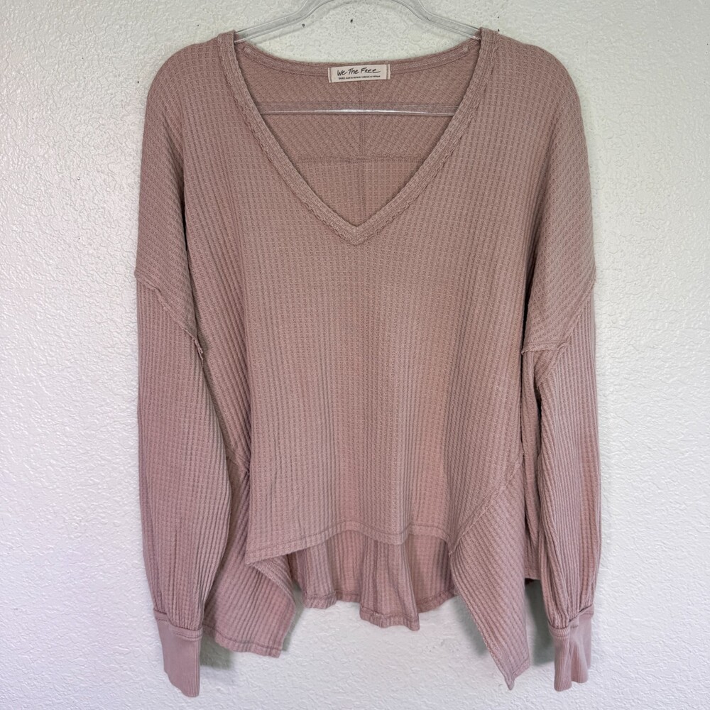 Free People Coraline Top Womens Small Thermal Waffle Knit Oversized We The Free